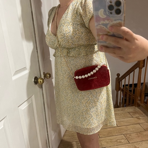 NEW Chanel red sparkly pouch crossbody with Pearl top handle - Picture 7 of 14